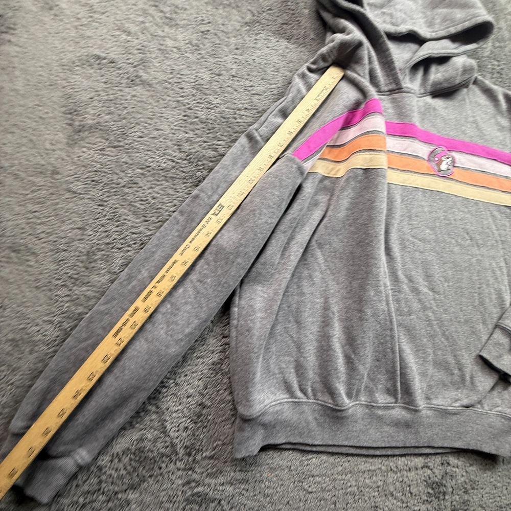 Buc-ee's Women's Fleece Hoodie NWOT Gray Striped Logo Patch L Pullover Cozy - Picture 4 of 6